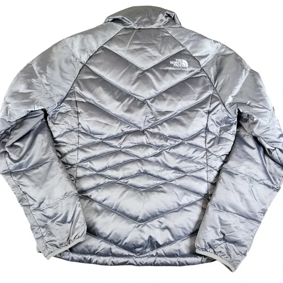 The North Face Womens 650 Down Puffer Jacket Gray Medium‎ Quilted Coat - Picture 3 of 11